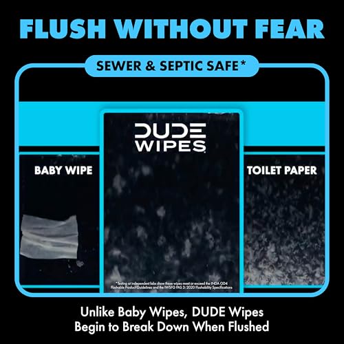 DUDE Wipes Unscented Pocket Packs - Travel Wipes - 6 Packs of 8 (48 Count) - On-The-Go Adult Flushable Wipes for Sensitive Skin - Infused with Vitamin E and Aloe - Septic and Sewer Safe - size: 8 Count (Pack of 6)