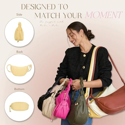 Mali&Lili Hobo Shoulder Bag for Women, Aria Convertible Crossbody Bags for Women, Vegan Leather purses, Shoulder Handbags - color: Yellow