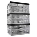 34 L Foldable Plastic Collapsible Crate, Stackable Storage Crate, 3 Packs