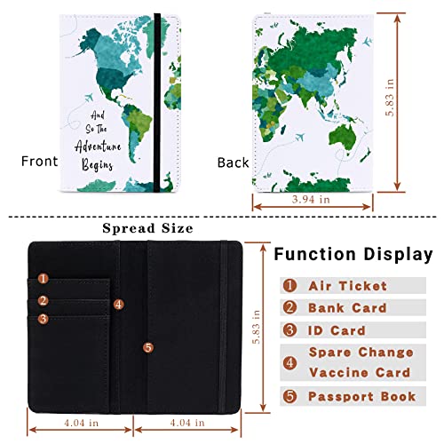 Passport Book Holder,Passport Wallet for Men Mr and Mrs for Women Passport Cover Passport Case for Couples Books Holder Mother's Day (6x4 Inch) - color: Green Map-1pcs