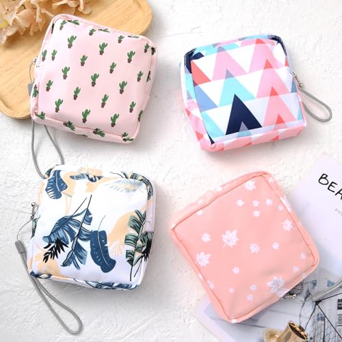 4Pcs Sanitary Napkin Storage Bag, Small Menstrual Period Bag Period Pouch Waterproof ,Tampon Organizer Pouch Tampon Pad Holder for Purse, Pad Bag Feminine Care First Period for Teen Girls School