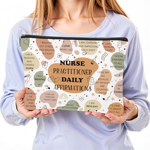 Nurse Practitioner Gifts for Women, NP Appreciation Makeup Bag & Keychain Gift Set, Motivational Cosmetic Pouch for NP Week, Birthday, Graduation, Christmas - color: Nurse Practitioner