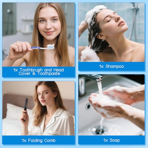 Travel Toiletries Supplies Kits Disposable Toiletry Amenities Set in Bulk, Hygiene Trial Size Personal Essentials Individually Wrapped 5-in-1 (20-Pack)