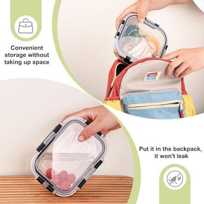 Liuruiyu 8 Pack Glass Food Storage Containers with Lids, Meal Prep Containers, Airtight Bento Boxes with Leak Proof Locking for Microwave, Oven, Freezer and Dishwasher, BPA Free - color: transparent