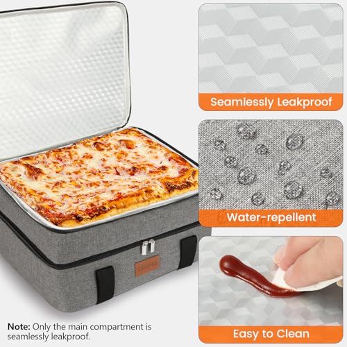 Uoxfill Lunch Bag Insulated Thermal Food Carrier Insulated Double Decker Casserole Carrier for Hot or Cold Food,Insulated Tote Bag for Potluck Cookouts Picnic,Lasagna Holder - color: blue-2