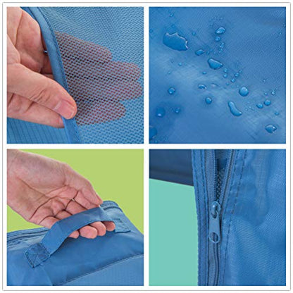 Travel Shoe Bags, Foldable Waterproof Shoe Puches Organizer-Double Layer (Sea Blue2) - color: Sea Blue, size: 2 Packs
