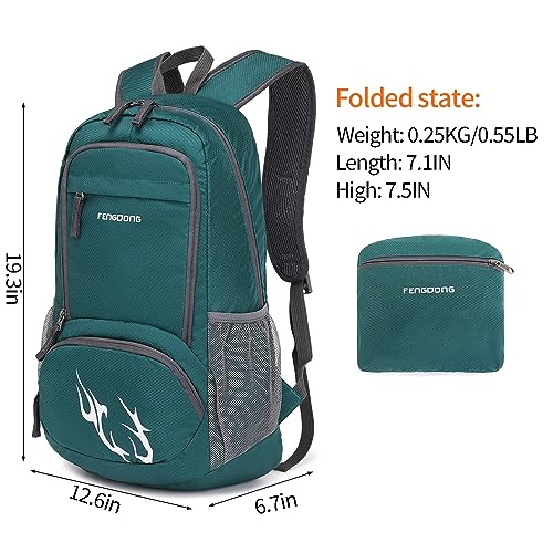 FENGDONG 35L Lightweight Foldable Waterproof Packable Travel Small Hiking Backpack Daypack for men women - color: A9-dark Green