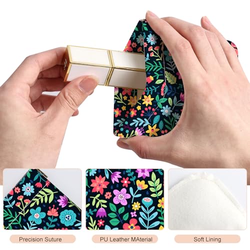 2Pcs PU Leather Small Squeeze Coin Purse Pouch Mini coin Bag Unique And Cute Wallet Cosmetic Bags Change Bag For Women Girls Men Black And White Floral - color: Black And White Floral
