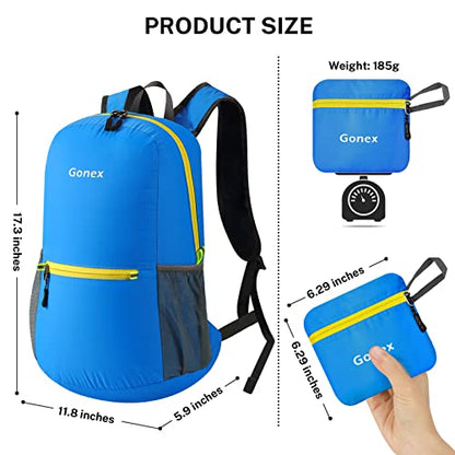 Gonex Ultra Lightweight Packable Backpack Daypack Handy Foldable Camping Outdoor Travel Cycling Backpacking - color: Blue