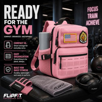 9L Mini Tactical Molle Backpack 9L Small Gym Bag Small Military Assault EDC Backpack for Men Women With Fishing,Hiking,Camping,Traveling,Yoga,Work(Pink) - color: Pink