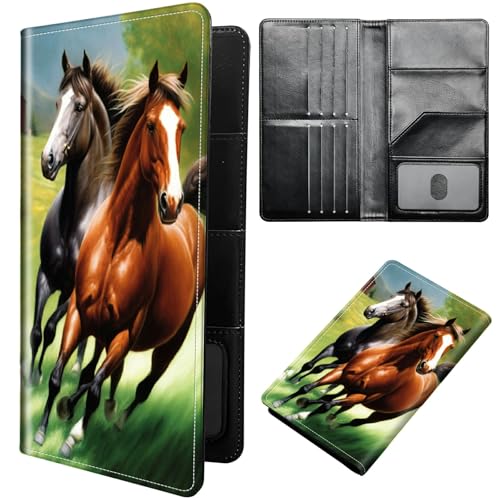 Running Horse Passport Holder Cover Passport Wallet Travel Wallet Organiser with RFID Blocking Card Holder Wallet Family Holder Protection Case for Women, Men - color: Running Horse