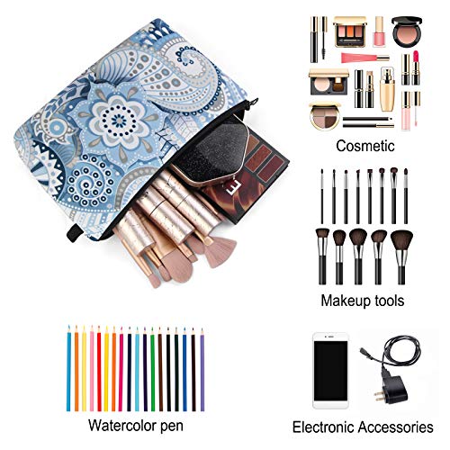 MAGEFY Makeup Bag 6 Styles Portable Travel Cosmetic Bag for Women Flower Patterns Zipper Pouch Sloth Gifts Makeup Pouch with Black Zipper (6 packs) - color: 6 packs