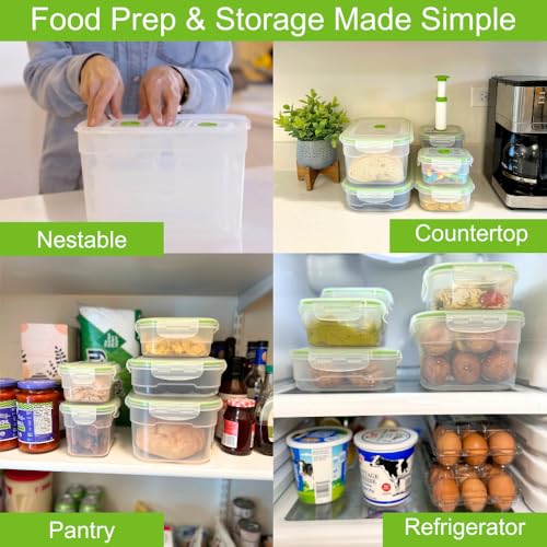Lasting Freshness BPA-Free Plastic Vacuum Seal Containers with Hand Pump – Airtight Food Storage, Meal Prep & Pantry Organization, Preserves Freshness 5X Longer, 11-Piece Set - color: 11 Piece Rectangular