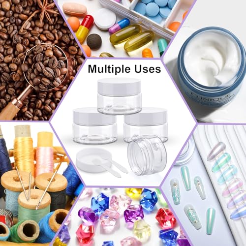 Cosywell Travel Jars Containers Plastic Cream Jars for Toiletries 1oz 4 Pack Empty Lotion Leak-proof & TSA Approved Bottles Accessories with Hard Sealed Lids for Cosmetic Makeup Face Cream (Clear) - color: C-1oz Clear