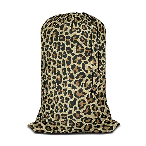 Swono Leopard Pattern Design Extra Large Travel Laundry Bag, Rip-Stop Dirty Clothes with Drawstring, Cheetah Skin Foldable Laundry bag Clothing Organization - color: Leopard Pattern Design
