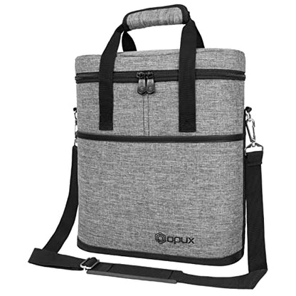 opux 3 Bottle Wine Carrier Tote, Insulated Leakproof Wine Cooler Bag, Wine Travel Bag Tote for Picnic BYOB Beach, Portable Wine Bottle Carrying Case, Gift for Wine Lover Women Men Christmas, Grey - color: Heather Gray