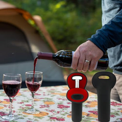 Wine Carrier Tote Bag, Insulated Wine Bag for Wine Bottle, Beer Bottle and Water Bottles, Neoprene Wine Carrier Tote Bag for Restaurant, Travel-Black & Red - color: Black&Red