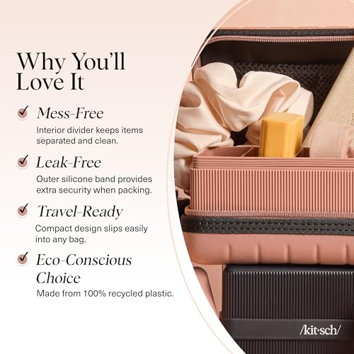 Kitsch Shampoo & Conditioner Sampler Set with 4-Compartment Travel Soap Case – 2-Piece Hair Care Bundle
