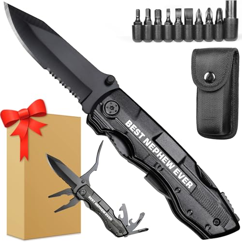 Nephew Gifts from Auntie, Multitool Knife, Gifts for Nephew, Nephew’s Christmas Practical Gift, Nephews Birthday Present, Gift for Camping, Hiking, Fishing, 20 in 1 Multitool - style: NEPHEW GIFTS