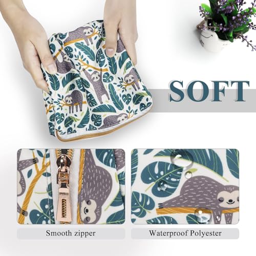 Aosbos Small Travel Makeup Pouch - Cosmetic Bag for Women - Green Leaf - color: Verdant Sloth