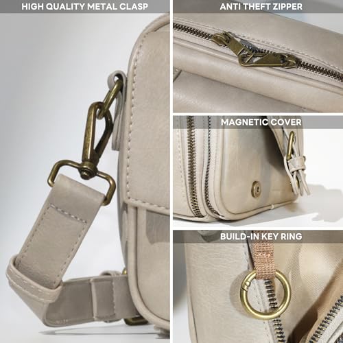 Women‘s Anti Theft RFID Blocking Small Vegan Leather Crossbody Bag Travel Purse With Built In Wallet Messenger Bag - color: Gray