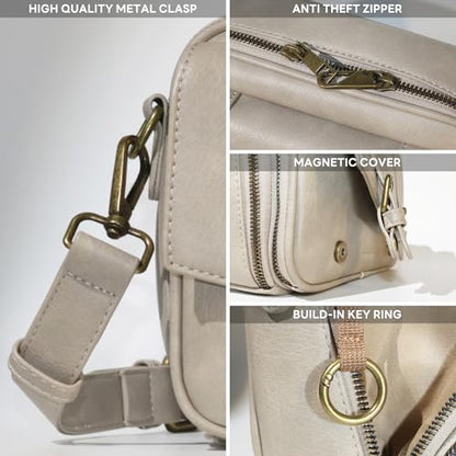 Women‘s Anti Theft RFID Blocking Small Vegan Leather Crossbody Bag Travel Purse With Built In Wallet Messenger Bag - color: Gray