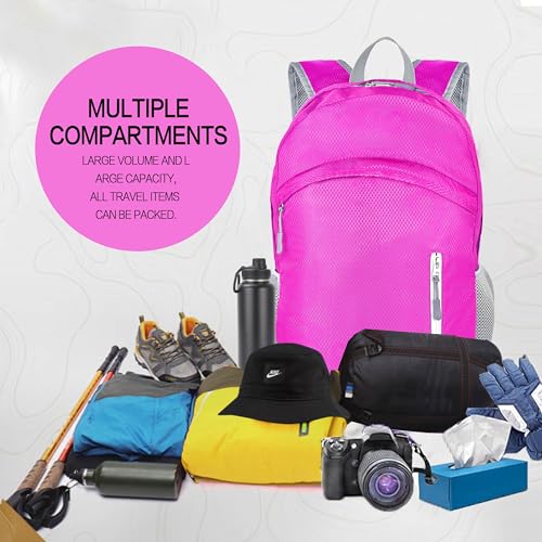 Waterproof Foldable Backpack Dry Storage Lightweight Daypack 35L Outdoor Backpack for Beach Men Women Hot Pink - color: Pink