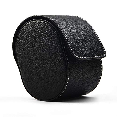 Oirlv Luxury Leather Watch Storage Box Travel Single Watch Case Jewelry Gift Box for Christmas Anniversary Birthday(Black) - color: Black