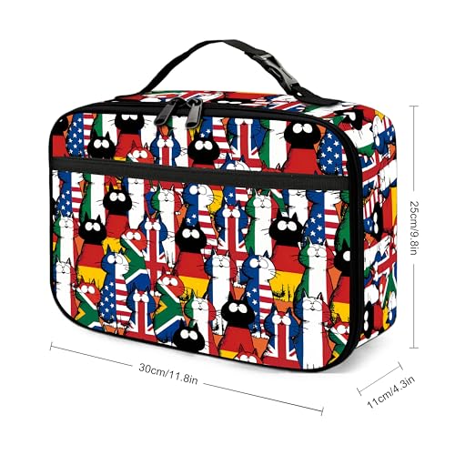 Cat Flag Lunch Bag Insulated Reusable Lunch Box Cooler Thermal Tote Bag For Teenage Boys Girls School Beach - color: Cat Flag