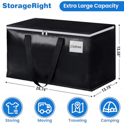 StorageRight Large Moving Bags Heavy Duty Storage Totes for Storage,Packing & Moving Collapsible Moving Supplies with Large Capacity, Reinforced Zippers and Handles, 88L, 8 Packs - size: 88L
