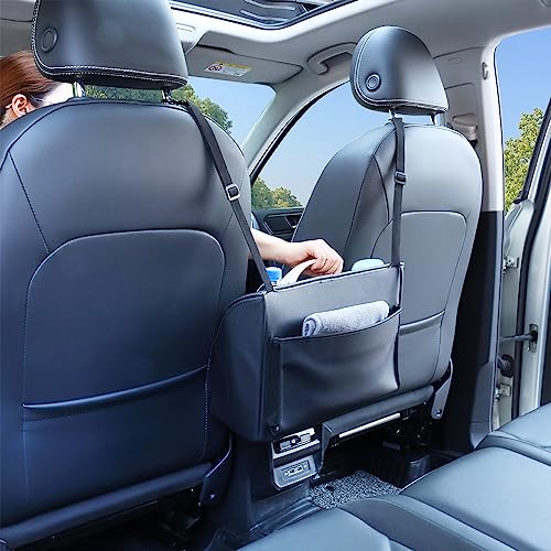 Viaviat Car Handbag Purse Holder Between Seats Leather Car Front Seat Storage Bag Large Capacity Car Organizers for Book Document Phone Bottle Tissue Toy (Black Style-1) - color: Black (Style 1)