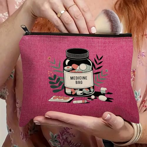 Medicine Storage Pouch with Diabetes, Medicines Bag, and Medical Supply Designs, White Canvas Zipper Cases, Multi-Use Functionality (Gift for Birthdays, Graduation, Christmas) (Style I) - style: Style I
