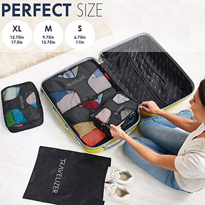 Travel Packing Cubes 5 pcs Luggage Organizer Set for Bag & Suitcase - color: Anthracite
