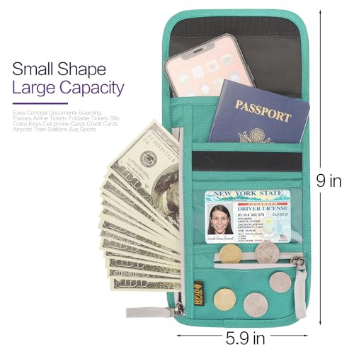 Neck Wallet Lightweight RFID Blocking Waterproof Travel Pouch Passport Wallets for Women Men - color: A-WDHY
