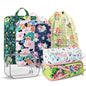 7 Piece Travel Compression Packing Cubes - Toiletry Kit Foldable Organizer Bags for Efficient Suitcase Packing - gingham print with lovely floral (Travel Essentials) - color: Black-1