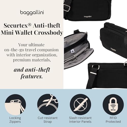 Baggallini Classic Anti-Theft Mini Wallet Crossbody - color: Black