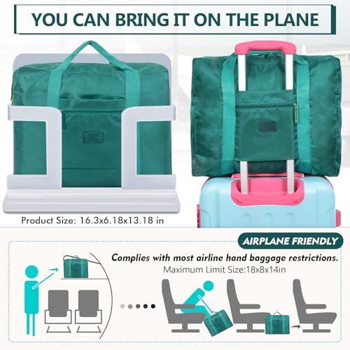 Travel Duffel Bag Lightweight Foldable Travel Bag for Women and Men Waterproof Tote Carry On Luggage Weekender Overnight Bag (Green) - color: Green