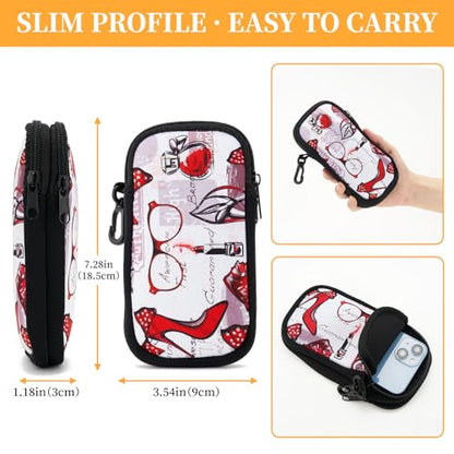 WOZEAH Double Eyeglass Case with 2 Compartments, Travel Eyewear Organizer for Two Pairs of Glasses - color: Redshoes