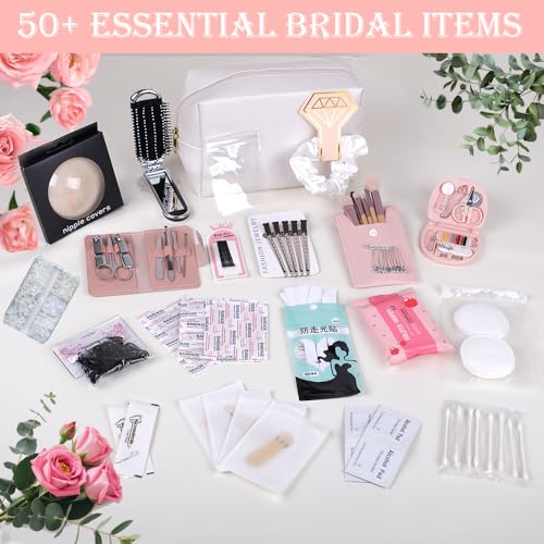 Emergency Kit for Women – Mini Emergency Kit with 50+ Bridal Suit Essentials, Purse Essentials Kit, Wedding Day Survival Kit, Emergency Bride Kit, Women’s Emergency Kit, Wedding Survival Kit - style: White