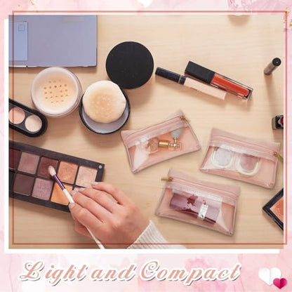 Uiifan Travel Jewelry Organizer Flannel Jewelry Bags Portable Jewelry Pouch with Zipper Pockets for Women Girl Gift - color: Light Pink