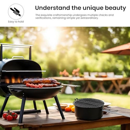 Portable outdoor camping pot, detachable long handle, popcorn pot, non-stick coating and mesh cover, portable and easy to store, black, stainless steel handle with wooden handle for heat resistance