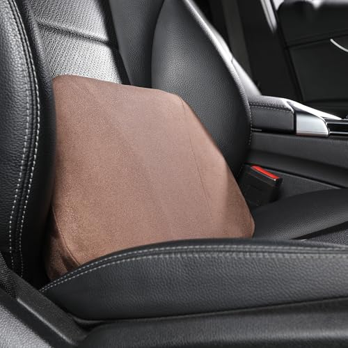 Lumbar Support Pillow,Back Pain Relief Cushion,fits tightly around the waist,Memory Foam,Skin-friendly Suede Fabric,fit Car Drive,Office chair,Rest seat,Improve Posture,Portable,15.5''Lx 8.7''H - color: Coffee