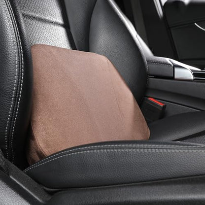 Lumbar Support Pillow,Back Pain Relief Cushion,fits tightly around the waist,Memory Foam,Skin-friendly Suede Fabric,fit Car Drive,Office chair,Rest seat,Improve Posture,Portable,15.5''Lx 8.7''H - color: Coffee