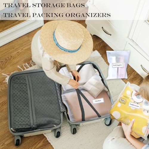 Belit 20 Pcs Travel Luggage Organizer Bags, 4 Sizes Packaging Bags for Clothing, Cosmetics, Toiletries, Reusable Plastic Zipper Bags for Hospital Bag, Travel Storage, Home Storage - size: Medium - Large