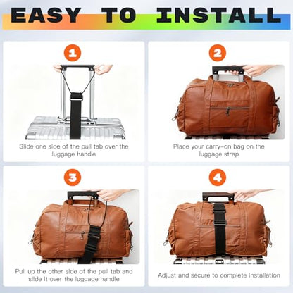 Luggage Connector 2 Pack Heavy Duty Suitcases Strap for Travel Multi Use Elastic Bag Belt with Buckle Flexible Travel Essentials Easy to Identify Colorful