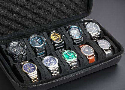 10 slots Watch travel case, hard watch storage organizer box with insert pockets, fit up to 55mm face watch - size: 10 INSERT