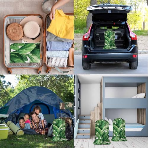 Swono Green Leaves Extra Large Huge Heavy Duty Oxford Cloth Laundry Storage Bag with Drawstring, Summer Tropical Exotic Plants Laundry Bag, 28x40 Inch - color: Green Leaves