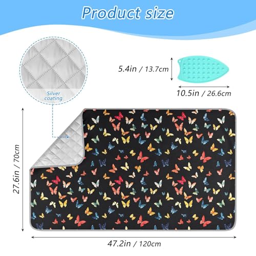 Colorful Butterfly Ironing Mat for Table top Portable Ironing Pad Blanket for Washer Dryer Countertop Travel - color: Colorful Butterfly