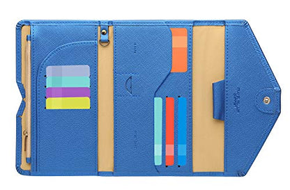 ZOPPEN Mulit-purpose Rfid Blocking Passport Holder Travel Wallet (Ver.4) Passport and Vaccine Card Holder ComboTri-fold Document Organizer Travel Essentials - color: #31 Honolulu Blue