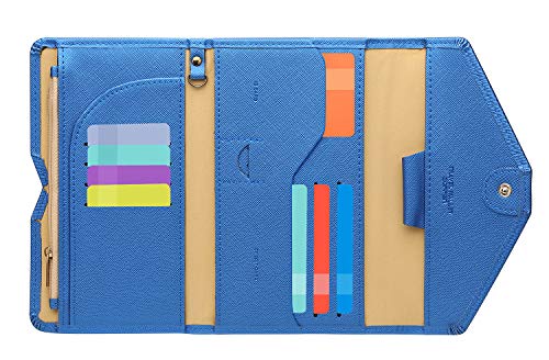 ZOPPEN Mulit-purpose Rfid Blocking Passport Holder Travel Wallet (Ver.4) Passport and Vaccine Card Holder ComboTri-fold Document Organizer Travel Essentials - color: #31 Honolulu Blue